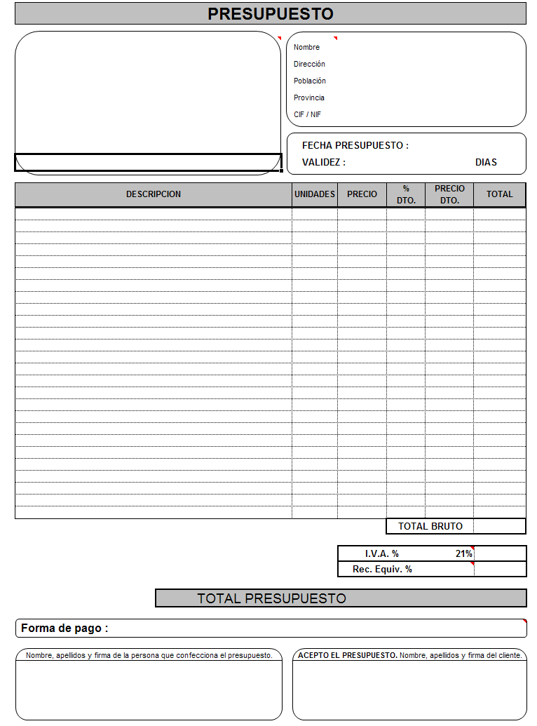 Descargar Formato De Presupuesto En Excel Gratis Sample Excel Templates Bank Home