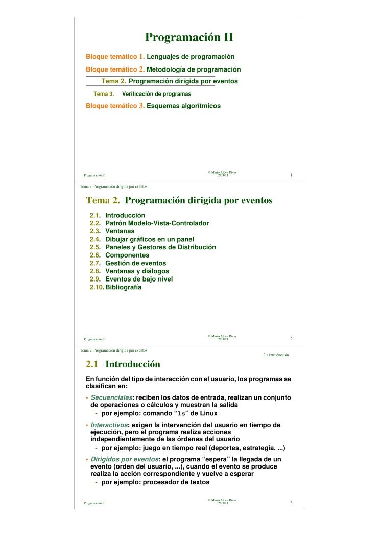 PDF de programación - Programación II - Tema 2. Programación dirigida por  eventos