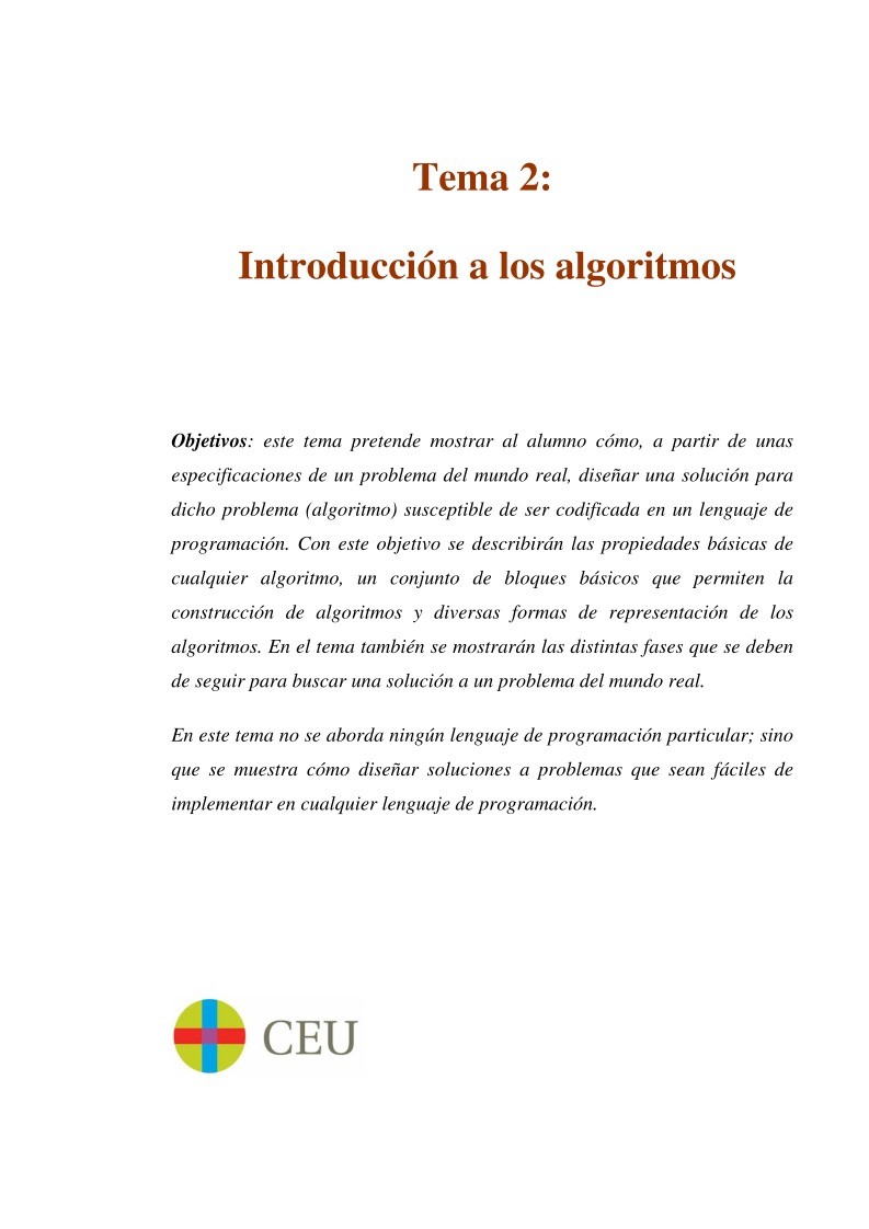 PDF de programación Tema 2 Introducción a los algoritmos