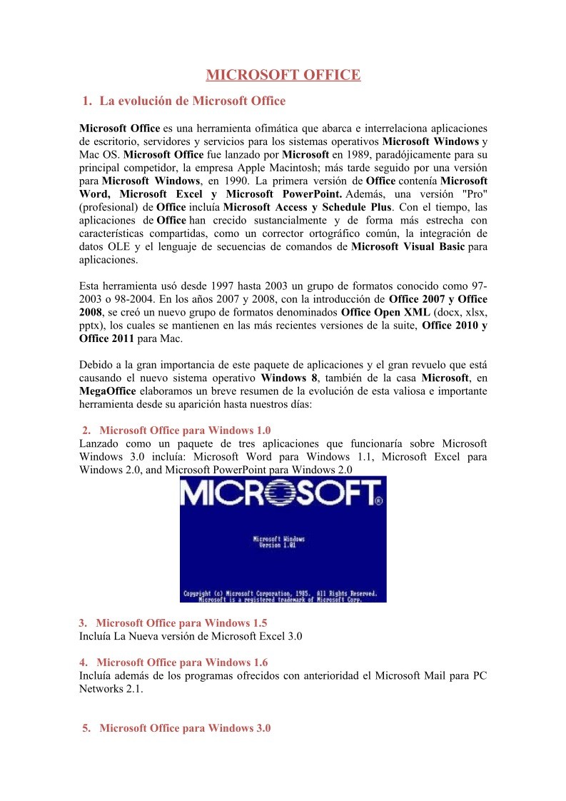 PDF de programación - 1. La evolución de Microsoft Office - Microsoft Office