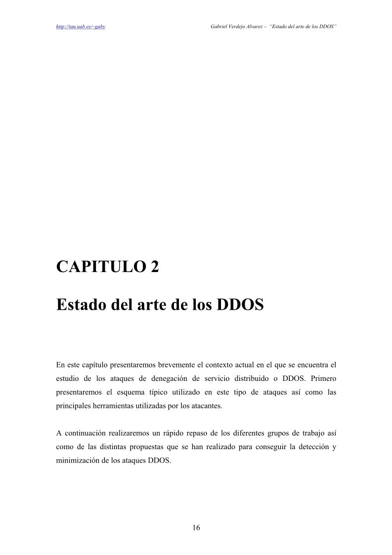 PDF de programación - Capítulo 2 - Estado del arte de los DDOS