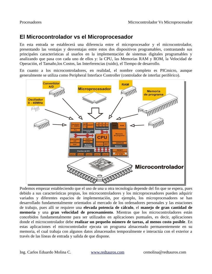 Pdf De Programación El Microcontrolador Vs El Microprocesador 1836