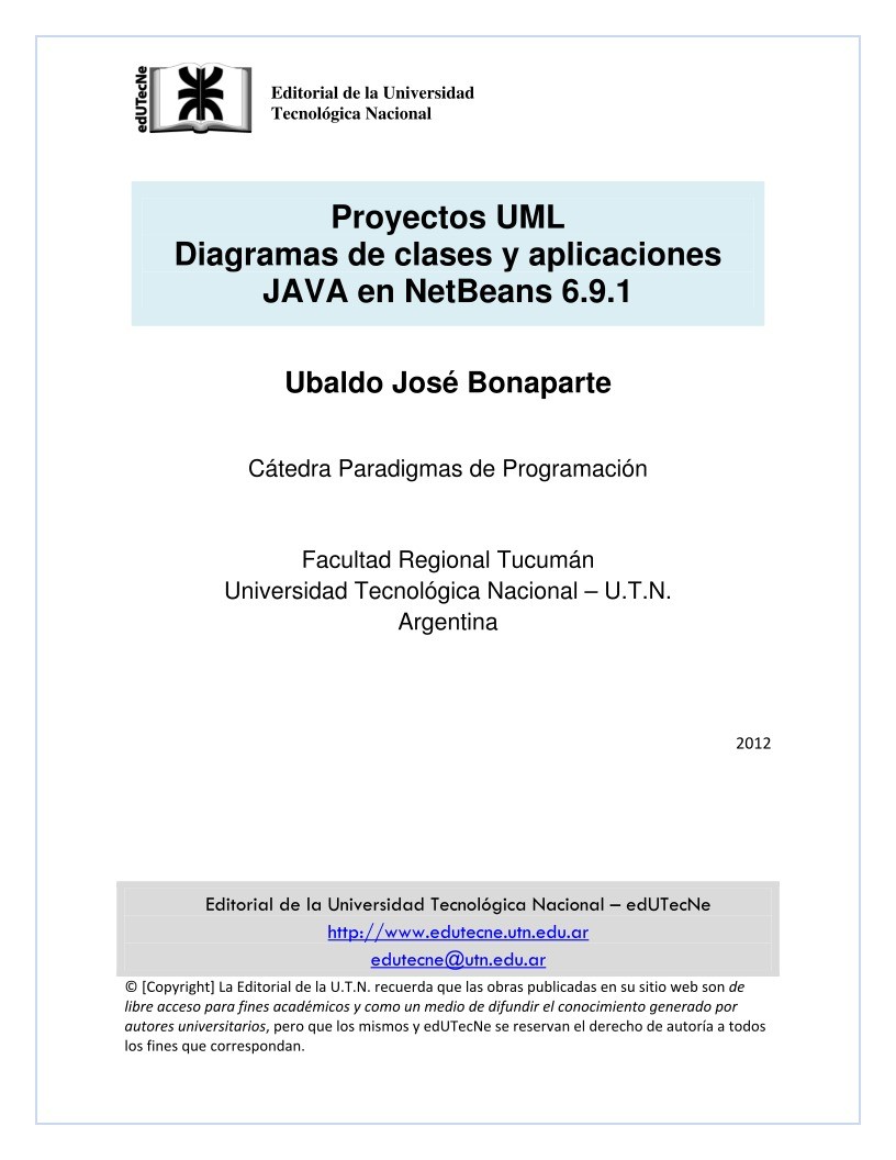 PDF de programación - Proyectos UML - Diagramas de clases y aplicaciones  JAVA en NetBeans 